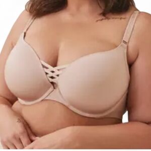 Torrid Curve XO Plunge Push-up Bra 38F Dust Rose Support Shapewear Intimates